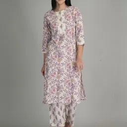 ETRAANA Women Lavender Pure Cotton Kurta Sets-picture-25