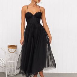JC Mode Women Shoulder Straps Fit and Flare Midi Dress-picture-24