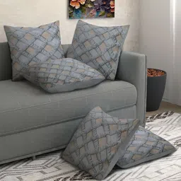 Myntra Elegant Homes Grey 5 Pieces Geometric Square Cushion Covers-image-22