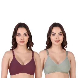 Women Cotton Maroon,Green Non Padded Non-Wired Lingerie Bra Sport wear Gym Crop Tank Top-54