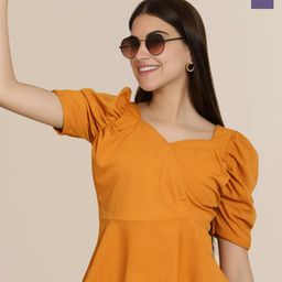 Mast & Harbour Women Pack Of 2 Puff Sleeve Peplum Top-image-79