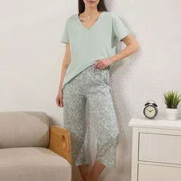 Trendyol Women Printed V Neck Night Suit-picture-35