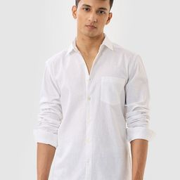 Snitch Men Slim Fit Casual White Solid Shirt-image-103