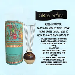 GLOBAL AROMA Brown & Blue Lemon Grass Reed Aroma Oil Diffuser Set - 100 ml image 5