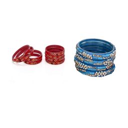 1ST TIME Set Of 12 Red Alloy Artificial Stones & Beads Antique Bangles-picture-34