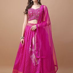 VANAKARA Embroidered Thread Work Ready to Wear Lehenga & Blouse With Dupatta-image-46