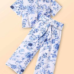 CrayonFlakes Girls Printed Short Sleeves Shirt With Palazzo-image-85