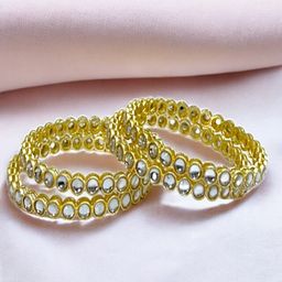 AccessHer Set Of 4 Gold-Plated Kundan Stone Studded Bangles-image-55