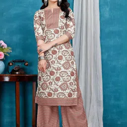 ZELZIS Women Floral Printed Regular Pure Cotton Kurta with Palazzos-picture-39