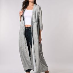 Iti Geometric Printed Gathered Longline Open Front Shrug image 4