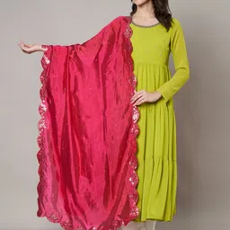 MUFFLY Embroidered Dupatta with Mirror Work-picture-4