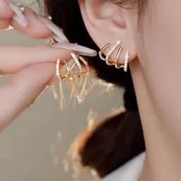 TheVineGirl Gold-Plated Alloy Cubic Zirconia Studs-picture-0