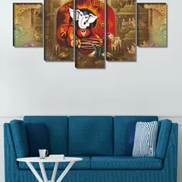 Myntra Elegant Homes Red & Red 5 Piece Wood Religious Wall Paintings-image-99