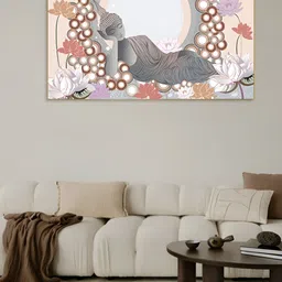 nestroots White & Grey Buddha in sleeping Position Canvas Painting Wall Art-image-3