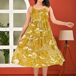 Nayo Tropical Printed Sweetheart Neck Fit & Flare Midi Dress-picture-17