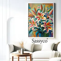 Sassyco Blue & Pink 1 Piece Canvas Floral and Botanical Wall Paintings-picture-28