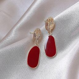 KRENOZ Gold-Plated Contemporary Shaped Drop Earrings-image-85