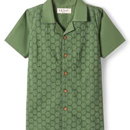 ARIAS By LARA DUTTA Boys Schiffli Woven Design Cotton Shirt-image-36