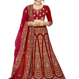 Maroosh Embroidered Thread Work Unstitched Lehenga & Blouse With Dupatta-7