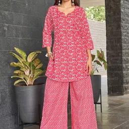 ODD BY chansi TRENDZ Printed Round Neck Tunic With Palazzos-picture-46