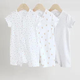 NEXT Infant Kids Pack of 3 Pure Cotton Rompers-image-33