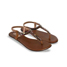 San Marino by Shoe Bank Women Embellished T-Strap Flats-picture-29