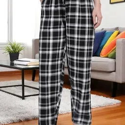 Kryptic Women Checked Pure Cotton Mid-Rise Lounge Pant-picture-39