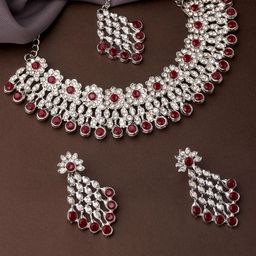 Atasi International Silver-Plated Crystal Studded Jewellery Set-image-80