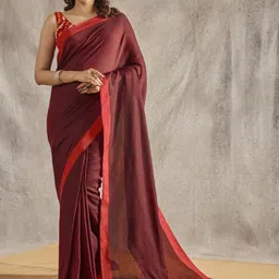 SALWAR STUDIO Pure Cotton Solid Saree-picture-42