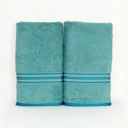 Aura Turquoise Blue 2 Cotton 400 GSM Bath Towel-picture-49