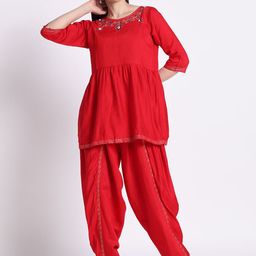 Silselah Ethnic Motifs Embroidered Round Neck A Line Tunic With Salwar-picture-25