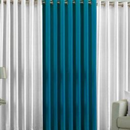BELLA TRUE White & Teal 3 Pieces Door Curtains-image-69