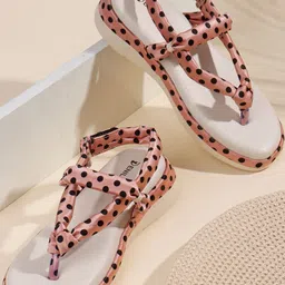 Denill Women Peach Platform Sandals-picture-34