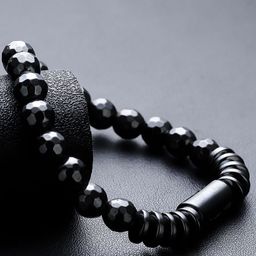 StyleCast x Revolte Men Stainless Steel Artificial Beaded Elasticated Bracelet-44