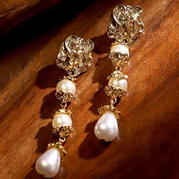 SOHI The Margery Gold-Plated Contemporary Drop Earrings-98