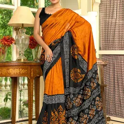 Saree mall Bagh Art Silk Block Print Sarees-3