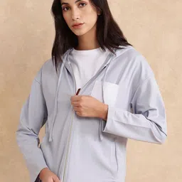 RAREISM Women Cotton Hooded Front-Open Sweatshirt-image-35