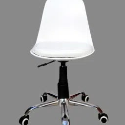 Study Stool With Chrome Base. (White) Fabric Office Executive Chair-picture-9