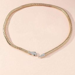 VAGHBHATT Cubic Zirconia & Rhinestone Studded Snake-Design Choker Necklace image 3