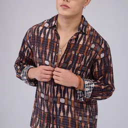 VASTRADO Men Classic Slim Fit Opaque Printed Casual Shirt-image-100
