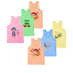 TINY HANDS Pack of 6 Kids Printed Cotton Innervests-6