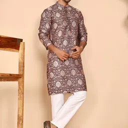 Jompers Men Ethnic Motifs Regular Kurta with Pyjamas-image-81