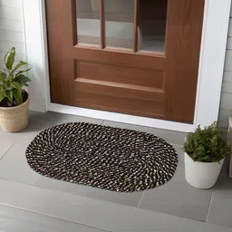 Kuber Industries Black & Brown 6 Pieces Cotton Anti-Slip Doormats-image-92
