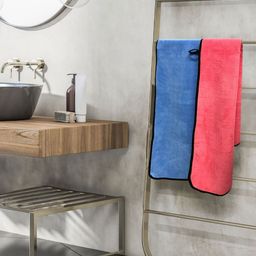 Myntra Elegant Homes Blue & Peach-Coloured 1 Other 650 GSM Bath Towel-3