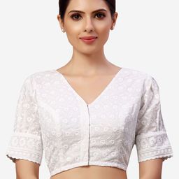 Studio Shringaar Embroidered Non-Padded Pure Cotton Saree Blouse-image-85