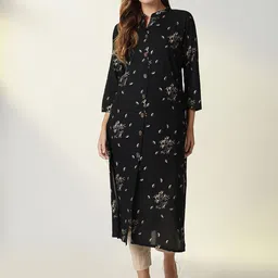 SHOWOFF Floral Printed Mandarin Collar Straight Kurta-picture-36