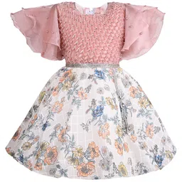 Wish Karo Girls Floral Print Flared Sleeve Fit & Flare Dress-37