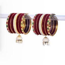 Ishika Maroon Alloy Bangles-image-16