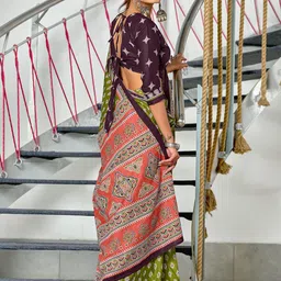 Pandadi Saree Ethnic Motifs Printed Block Print Saree image 3