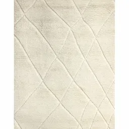 HummingHaus White Geometric Woollen Carpet-49